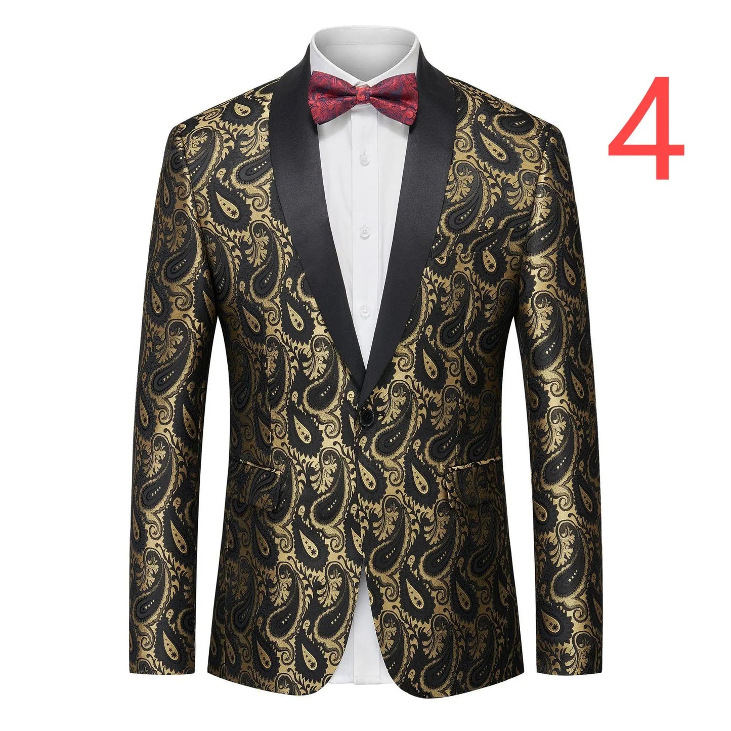 Men's Jacquard Suit Jacket with Multi - Color Paisley Patterns - LiveTrendsX