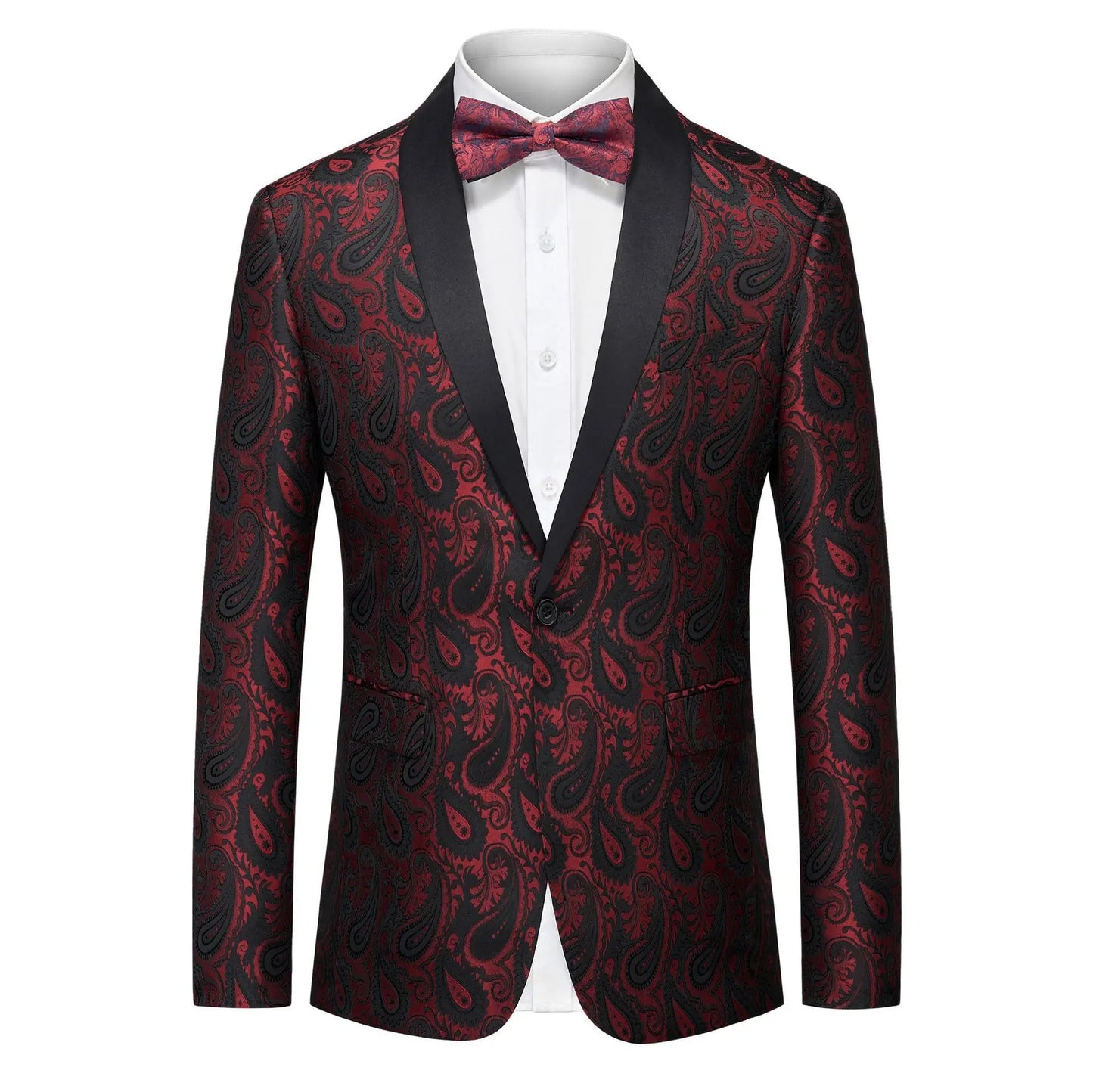 Men's Jacquard Suit Jacket with Multi - Color Paisley Patterns - LiveTrendsX