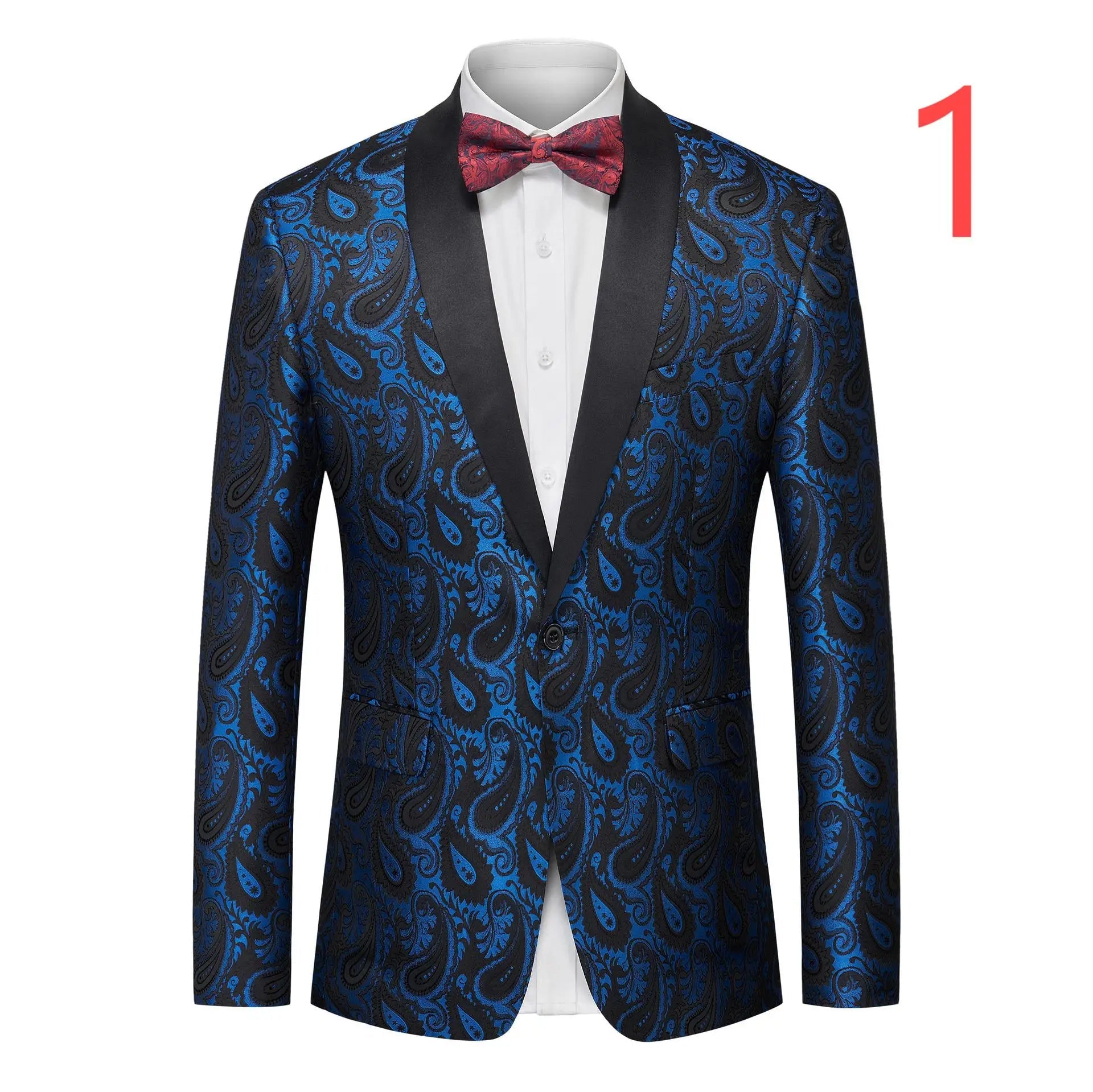 Men's Jacquard Suit Jacket with Multi - Color Paisley Patterns - LiveTrendsX