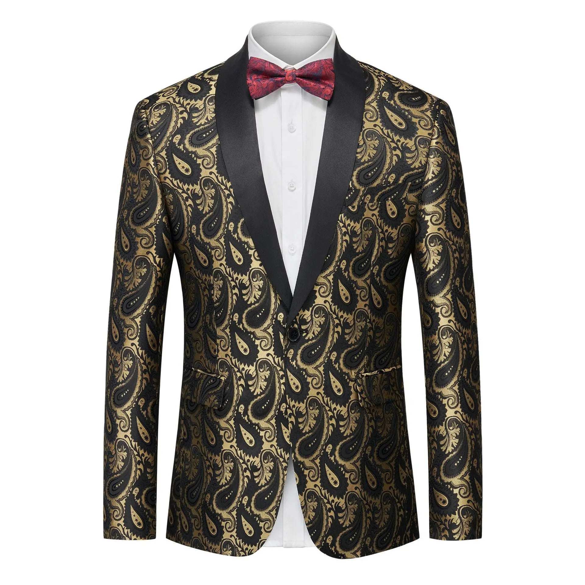 Men's Jacquard Suit Jacket with Multi - Color Paisley Patterns - LiveTrendsX