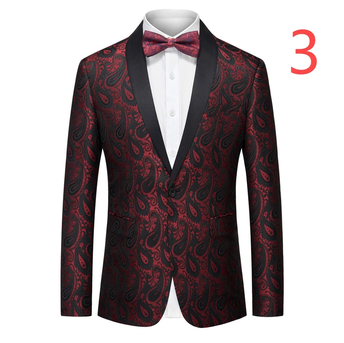 Men's Jacquard Suit Jacket with Multi - Color Paisley Patterns - LiveTrendsX
