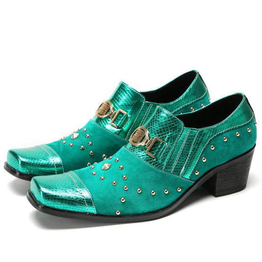 Men's Luxurious Party Shoes High heel Thick Heel with Square Toe Design - LiveTrendsX