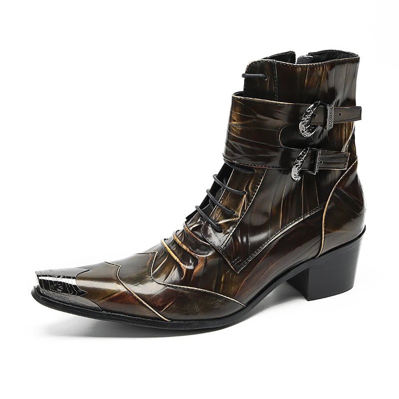 Men's Luxury Handmade Italian Leather Ankle Boots with Metal Toe - LiveTrendsX