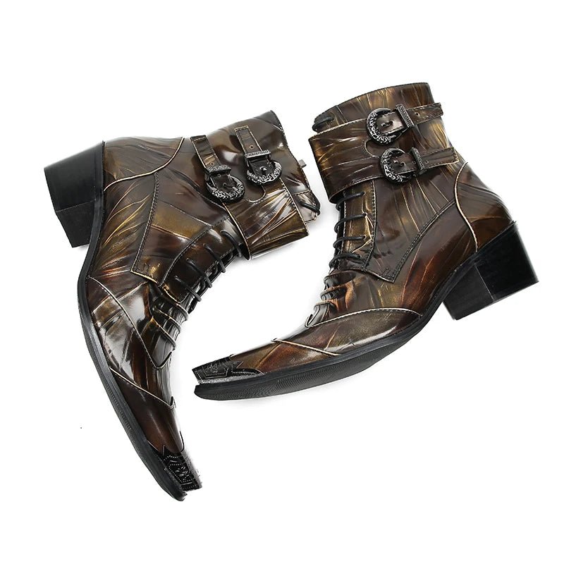 Men's Luxury Handmade Italian Leather Ankle Boots with Metal Toe - LiveTrendsX