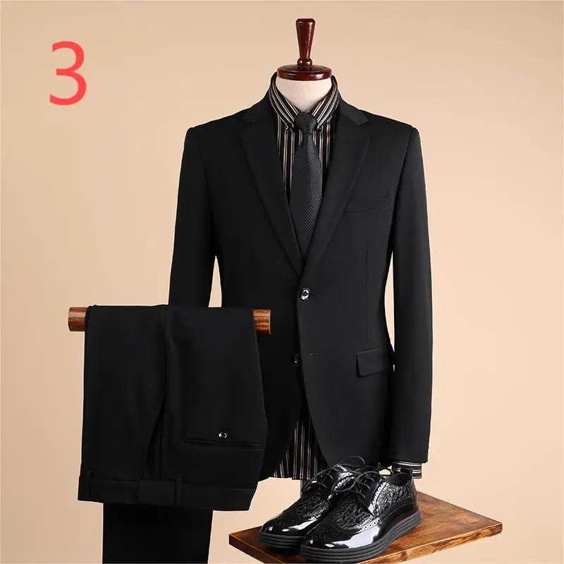 Men's Single - Breasted Suit in Black and Deep Navy - LiveTrendsX