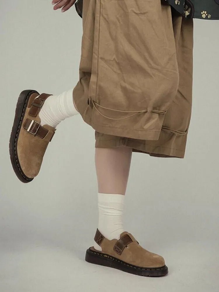 Men's Vintage Summer Closed Toe Leather Sandals with Buckle Strap - LiveTrendsX