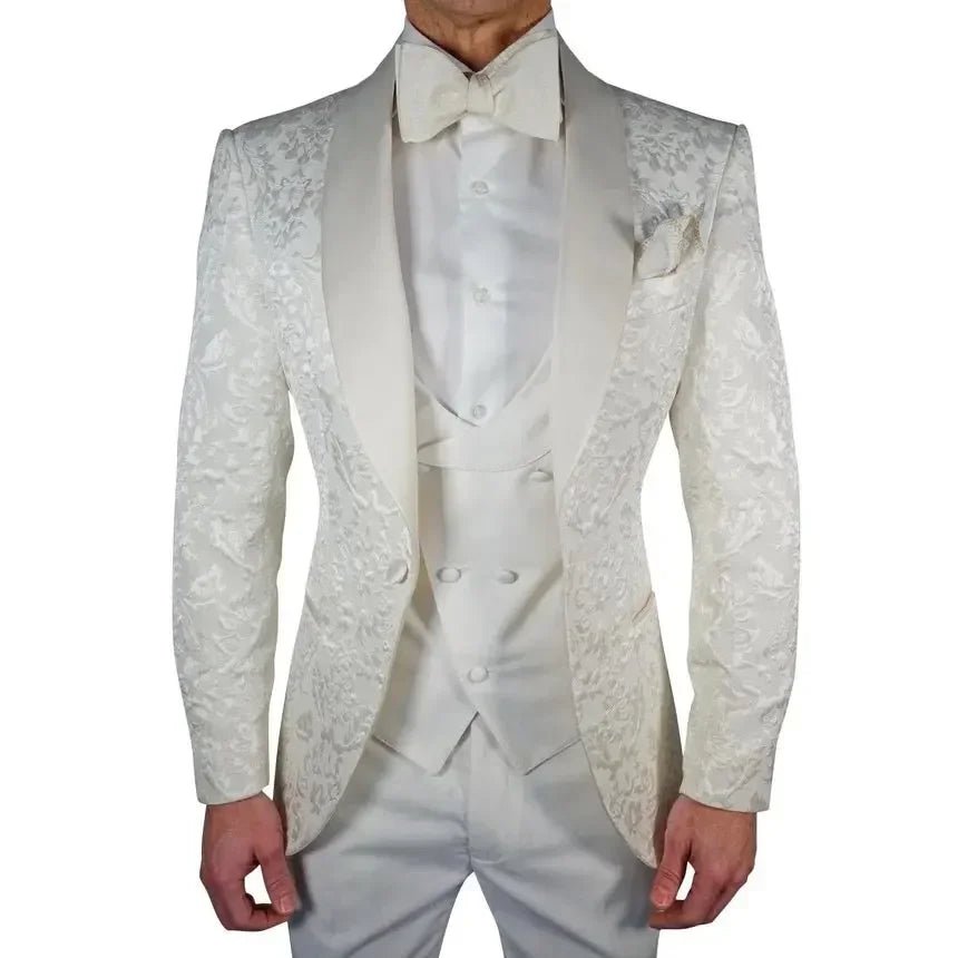 Men's White Suit Jacket with Intricate Oriental Patterns - LiveTrendsX