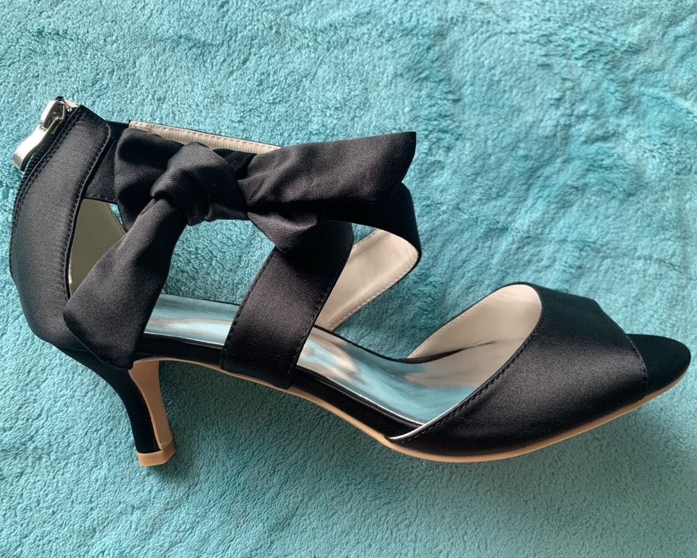 Mid Heels Satin Wedding Sandals for Bride Open Toe - LiveTrendsX