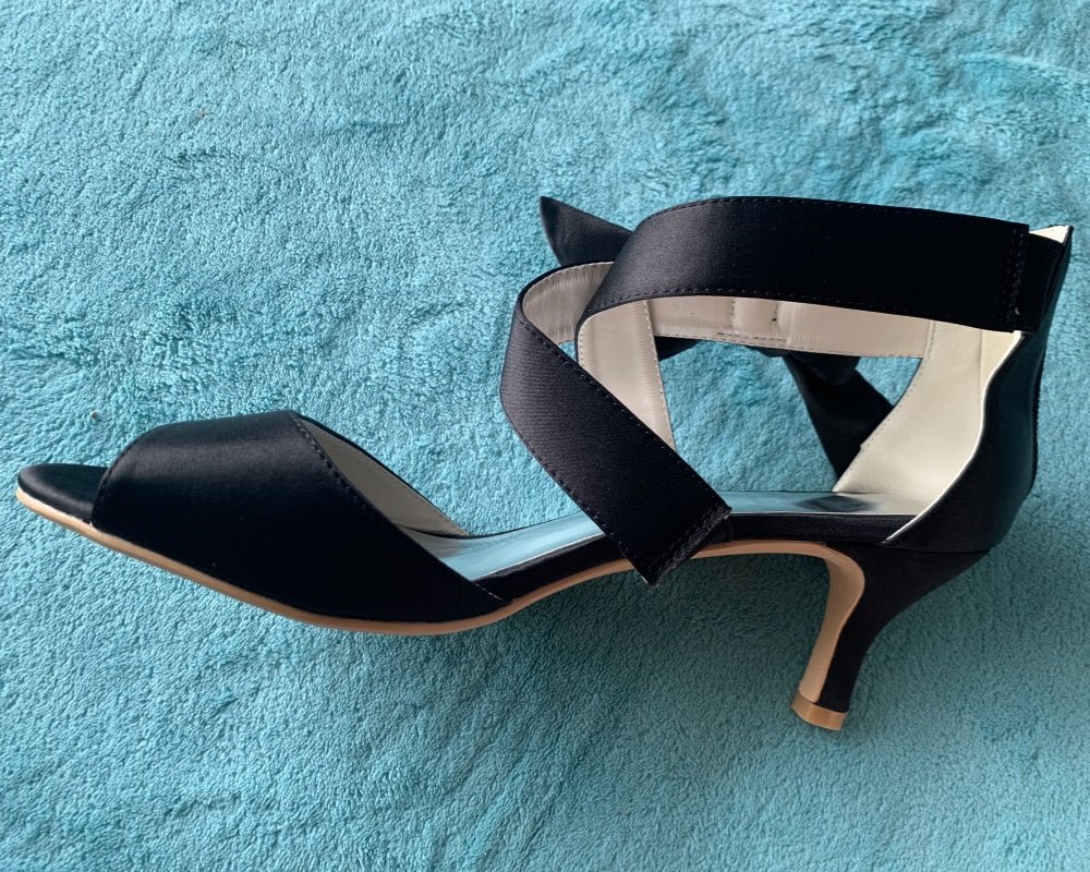 Mid Heels Satin Wedding Sandals for Bride Open Toe - LiveTrendsX
