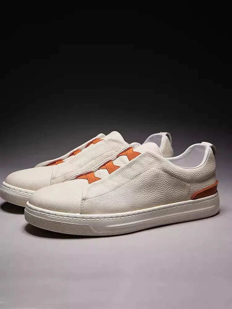 New Men's Cross Strap Genuine Leather Skateboard Loafers - LiveTrendsX