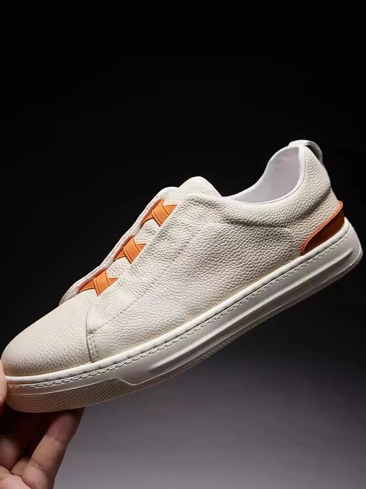 New Men's Cross Strap Genuine Leather Skateboard Loafers - LiveTrendsX