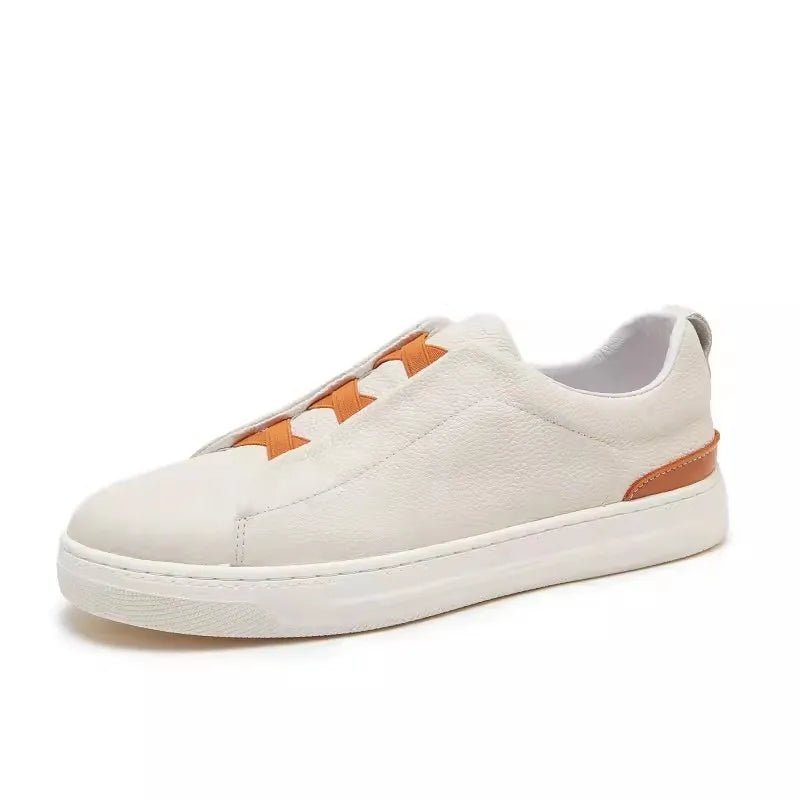 New Men's Cross Strap Genuine Leather Skateboard Loafers - LiveTrendsX