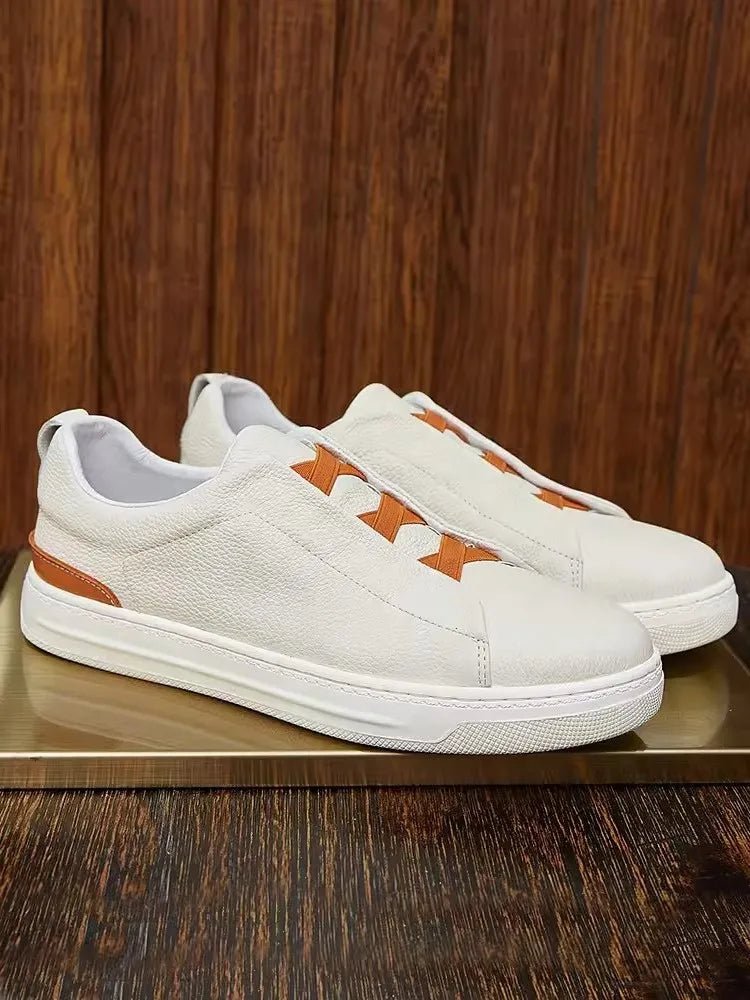 New Men's Cross Strap Genuine Leather Skateboard Loafers - LiveTrendsX