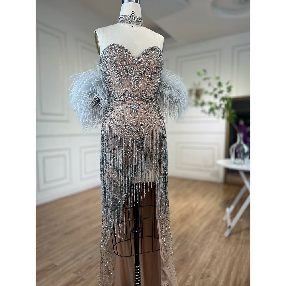 Nude Strapless Mermaid Open Split Sexy Evening Dresses For Women - LiveTrendsX