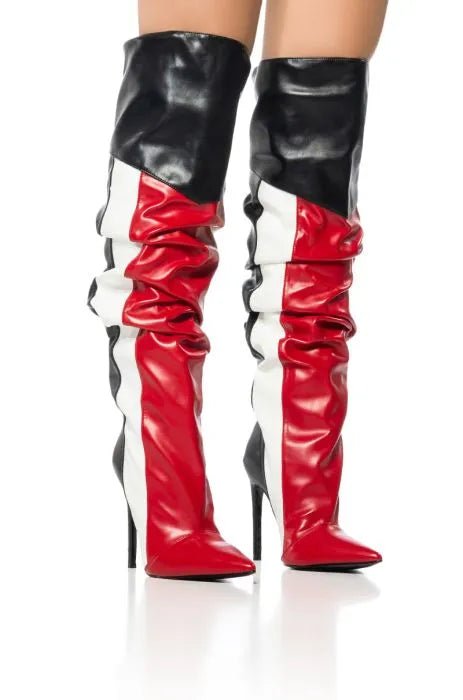 Punk Style Knee High Boots Colorful Platform Heels - LiveTrendsX