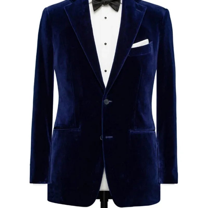 Royal Blue Slim Fit Velvet Blazer for Men - LiveTrendsX
