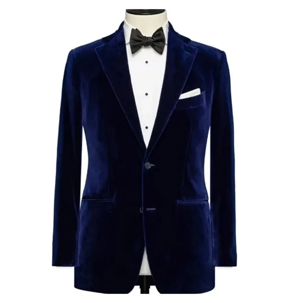 Royal Blue Slim Fit Velvet Blazer for Men - LiveTrendsX