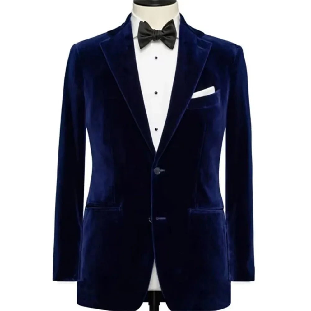 Royal Blue Slim Fit Velvet Blazer for Men - LiveTrendsX