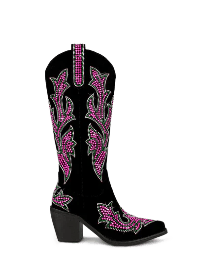 Sequin Floral Western Cowboy Boots - LiveTrendsX