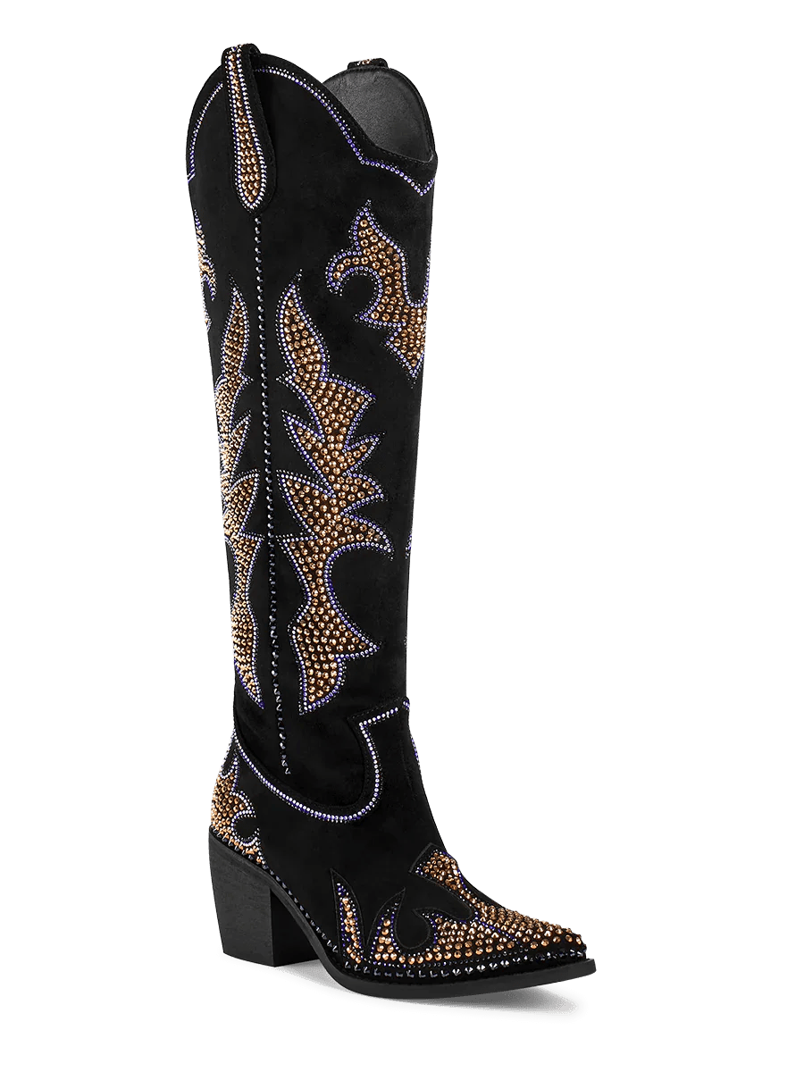 Sequin Floral Western Cowboy Boots - LiveTrendsX
