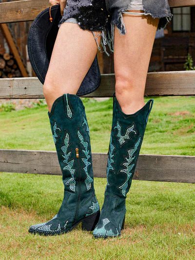 Sequin Floral Western Cowboy Boots - LiveTrendsX