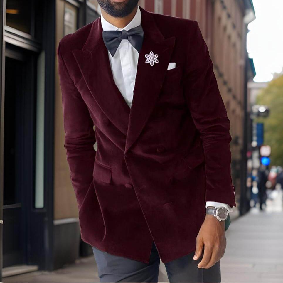 Slim Fit Velvet Wedding Tuxedo Blazer for Men - LiveTrendsX