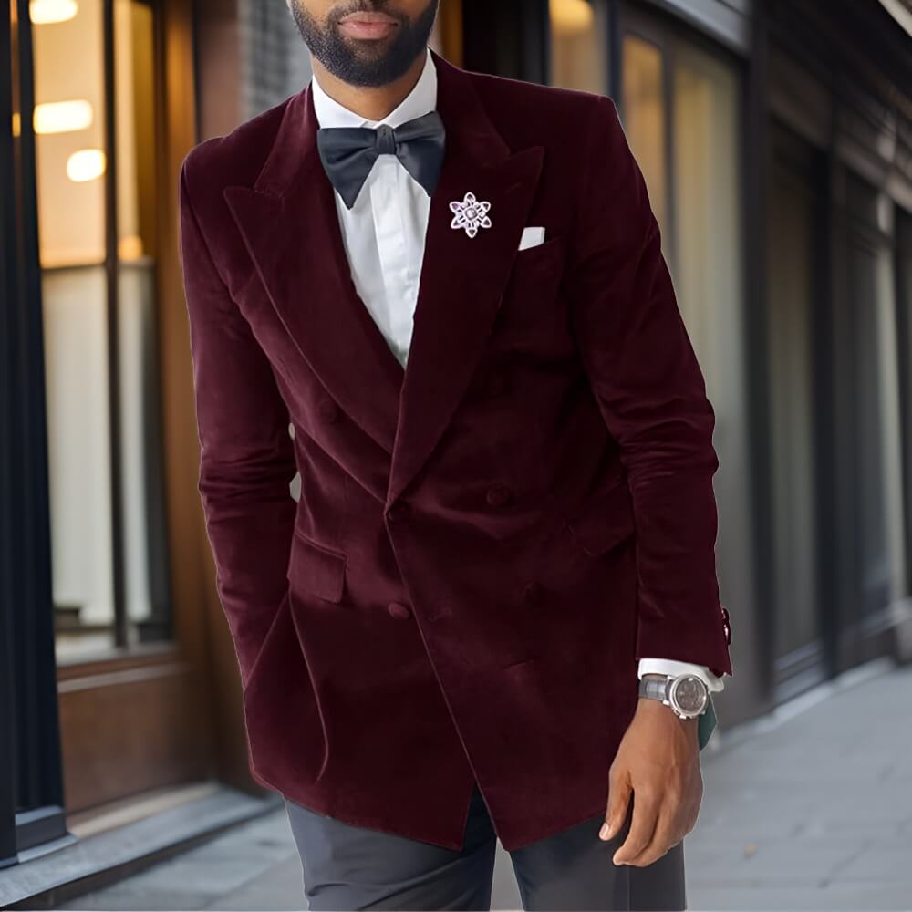 Slim Fit Velvet Wedding Tuxedo Blazer for Men - LiveTrendsX