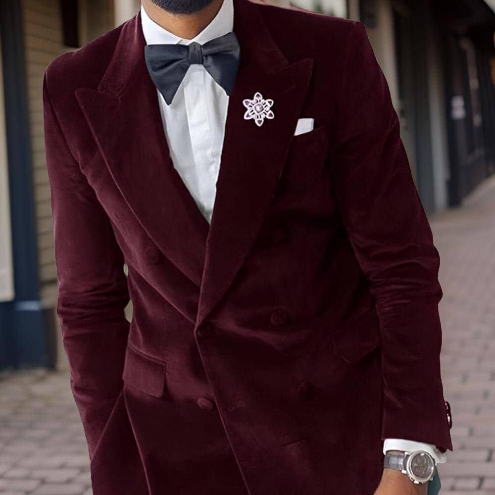 Slim Fit Velvet Wedding Tuxedo Blazer for Men - LiveTrendsX