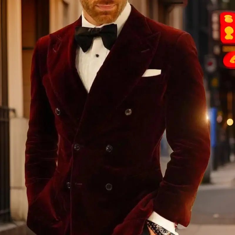 Slim Fit Velvet Wedding Tuxedo Blazer for Men - LiveTrendsX