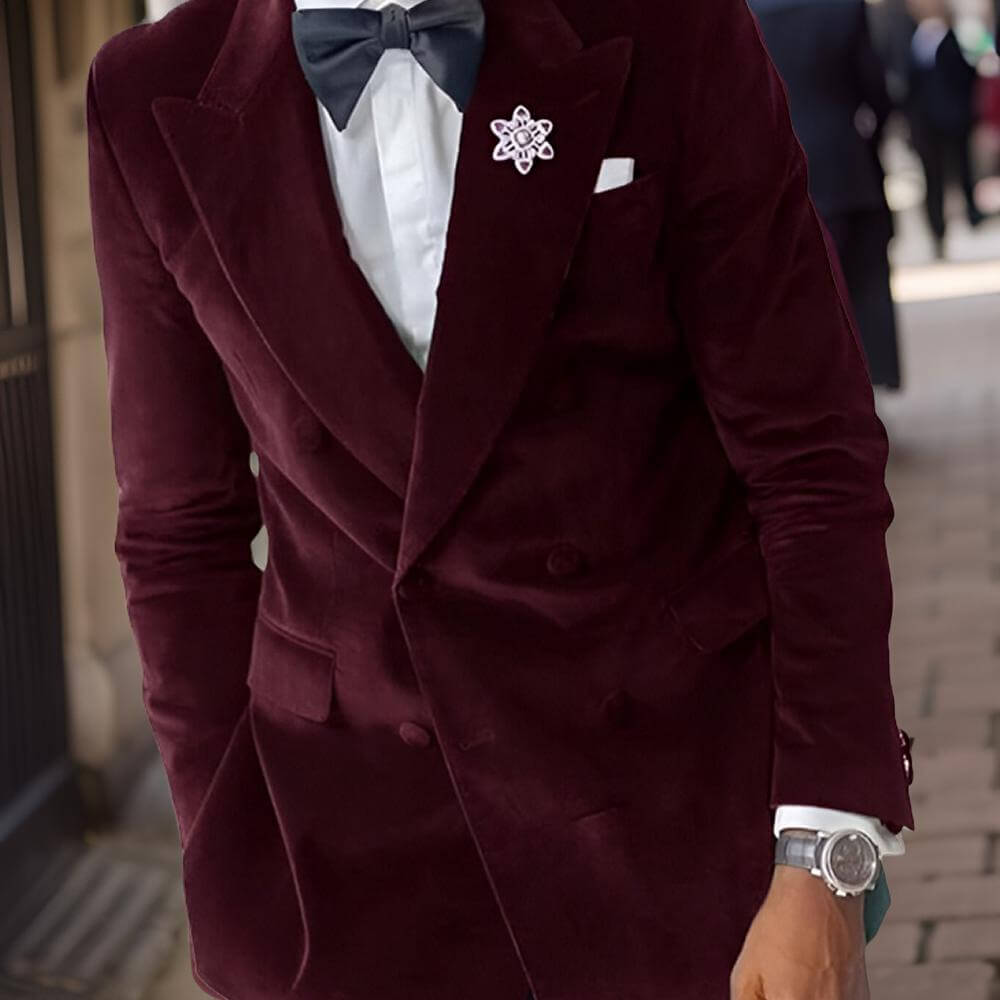 Slim Fit Velvet Wedding Tuxedo Blazer for Men - LiveTrendsX