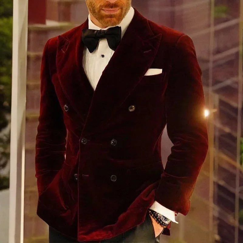 Slim Fit Velvet Wedding Tuxedo Blazer for Men - LiveTrendsX