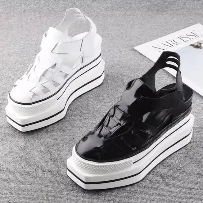 Summer Fashion Women Leather Wedges Sandal with Hollow Out Design - LiveTrendsX