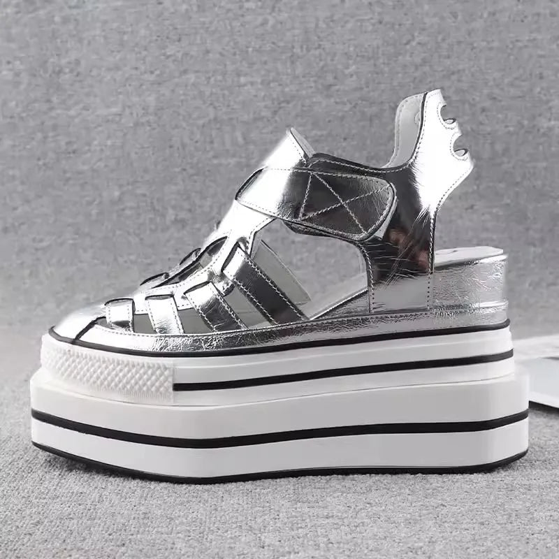 Summer Fashion Women Leather Wedges Sandal with Hollow Out Design - LiveTrendsX