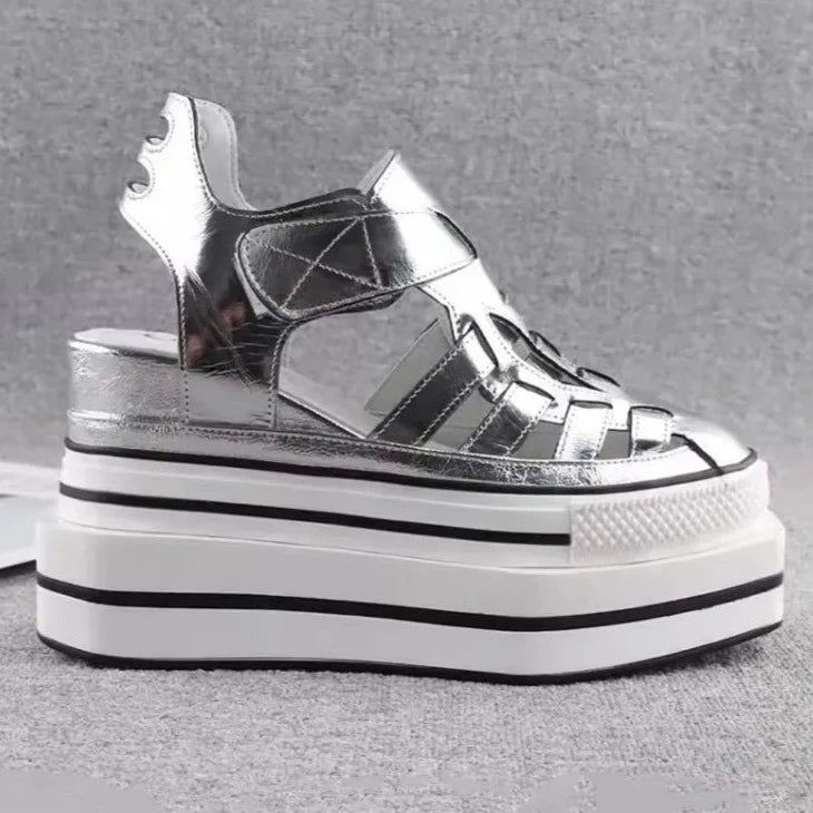 Summer Fashion Women Leather Wedges Sandal with Hollow Out Design - LiveTrendsX