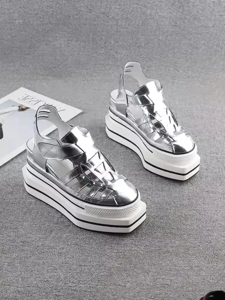 Summer Fashion Women Leather Wedges Sandal with Hollow Out Design - LiveTrendsX