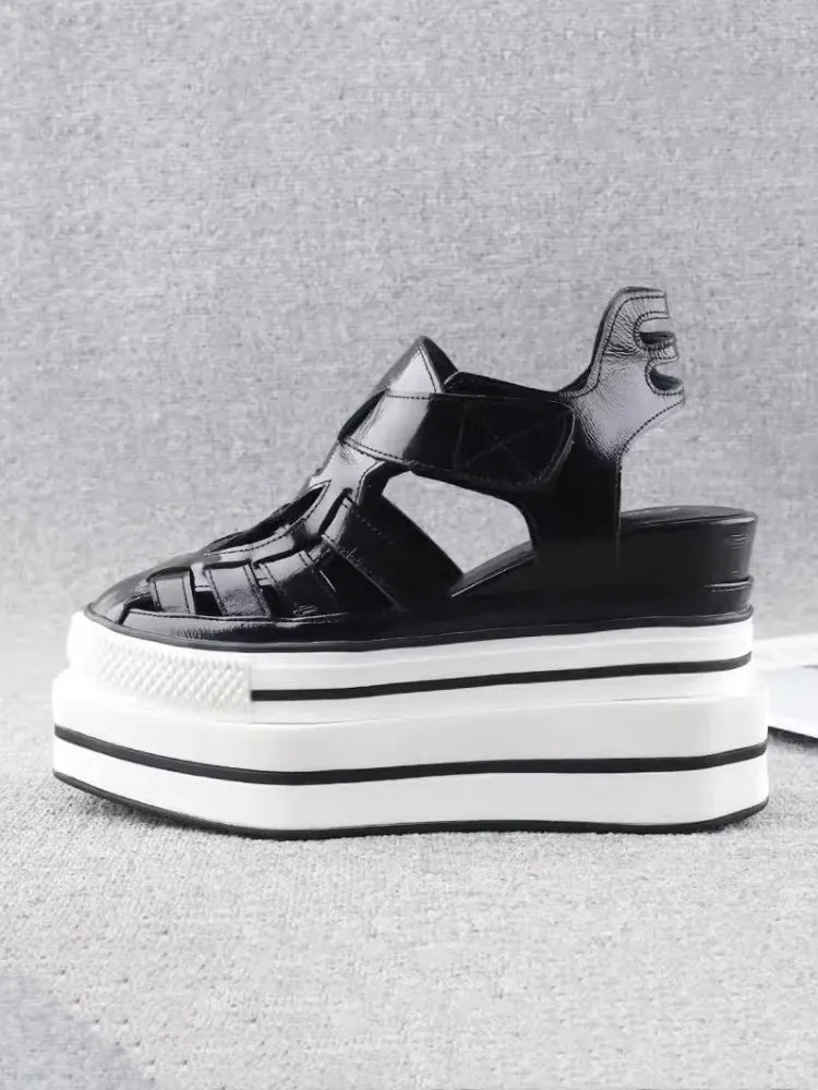 Summer Fashion Women Leather Wedges Sandal with Hollow Out Design - LiveTrendsX