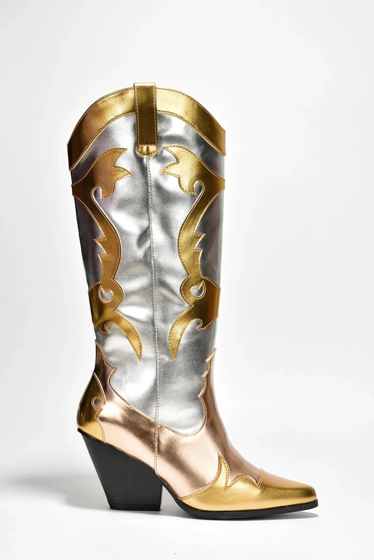 Burn Pattern Boot Western Denim Boots with Flame Pattern – LiveTrendsX