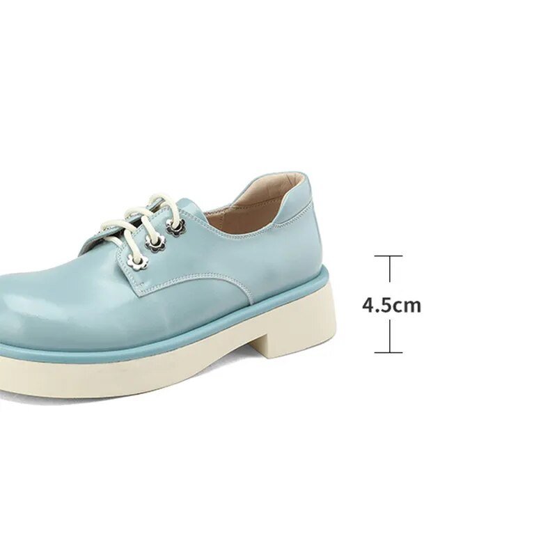 Women Genuine Leather Round Toe Oxford Loafers - LiveTrendsX