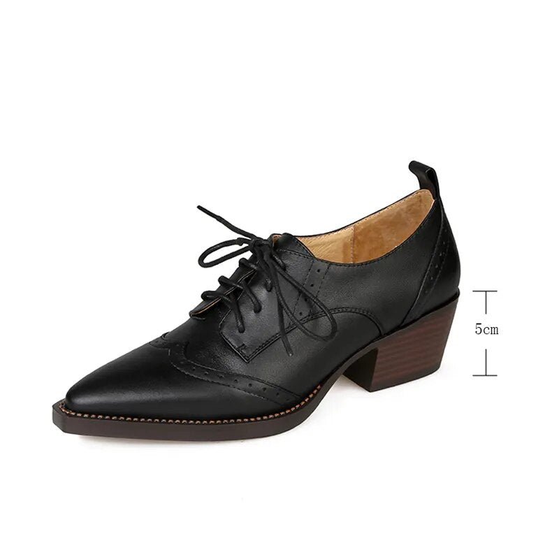 Women Pointed Toe Lace - Up Loafers British Style Pumps - LiveTrendsX