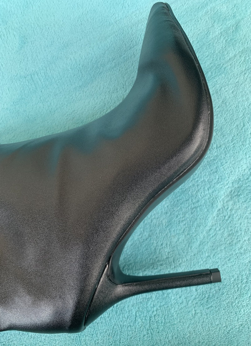 Women Wide Calf Slouchy Thigh High Boots Pointed Toe High Heel Shoes - LiveTrendsX