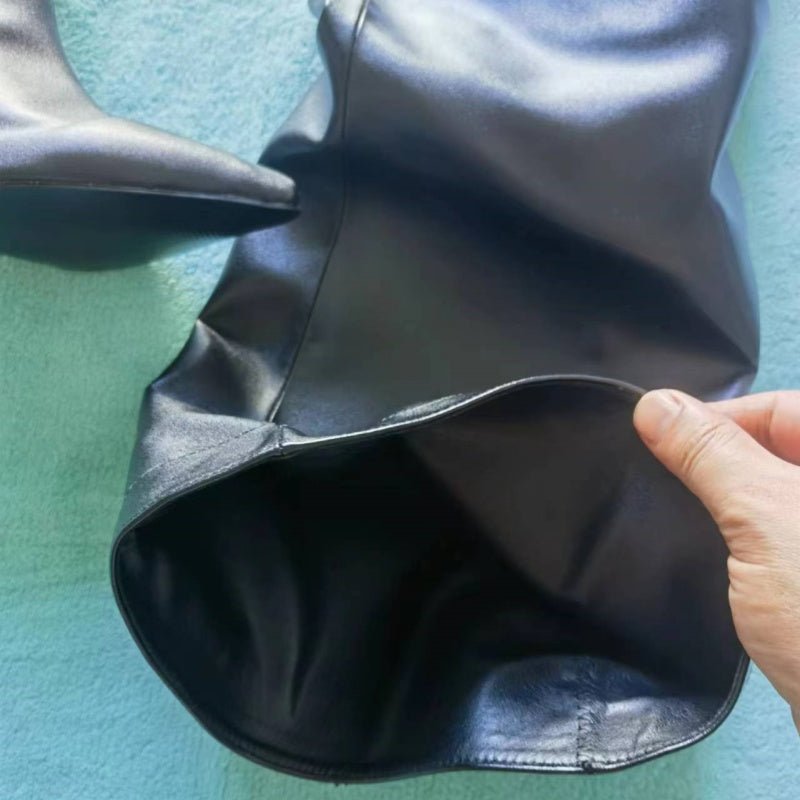 Women Wide Calf Slouchy Thigh High Boots Pointed Toe High Heel Shoes - LiveTrendsX