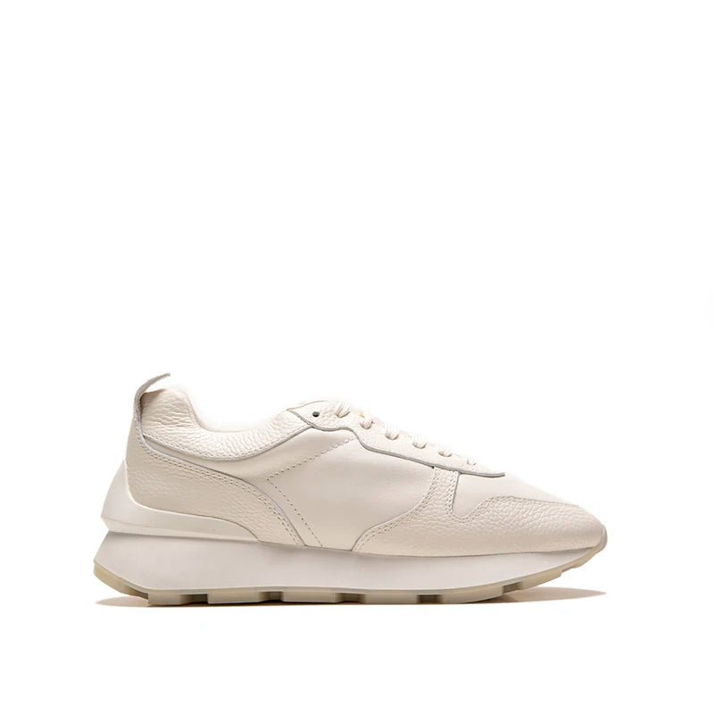 Women's White Genuine Leather Trim Shoes Heel Design Casual Platform Sneakers - LiveTrendsX