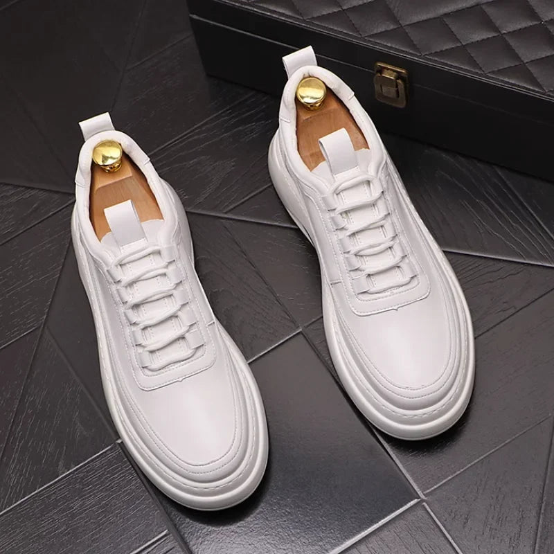 Youth White Men's Sneaker Trend High Top Platform Shoes - LiveTrendsX