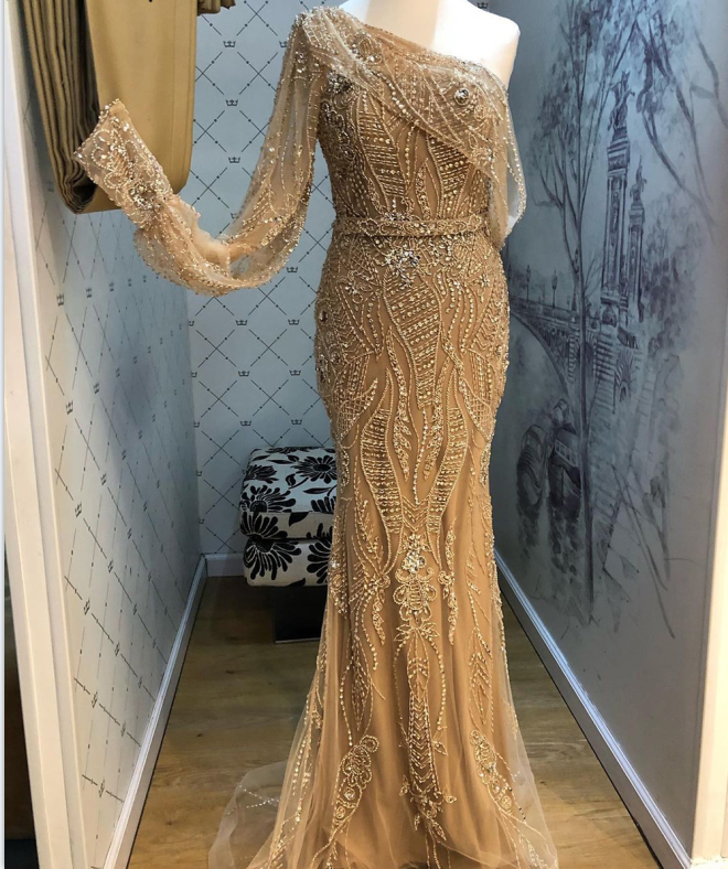 Gold Mermaid Luxury Evening Dresses