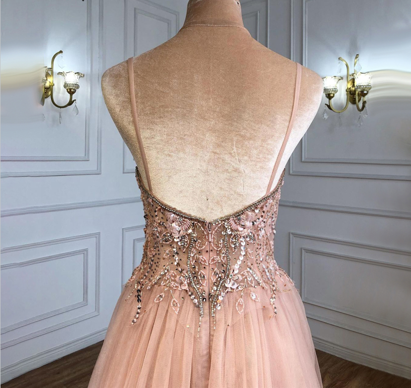 Pink Luxury Overskirt Evening Dresses