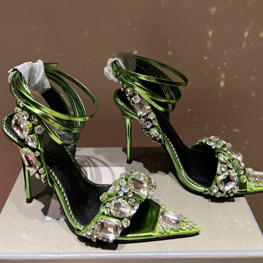 Women Crystal Party Sandals Design Rhinestone High Heels Wedding Shoes