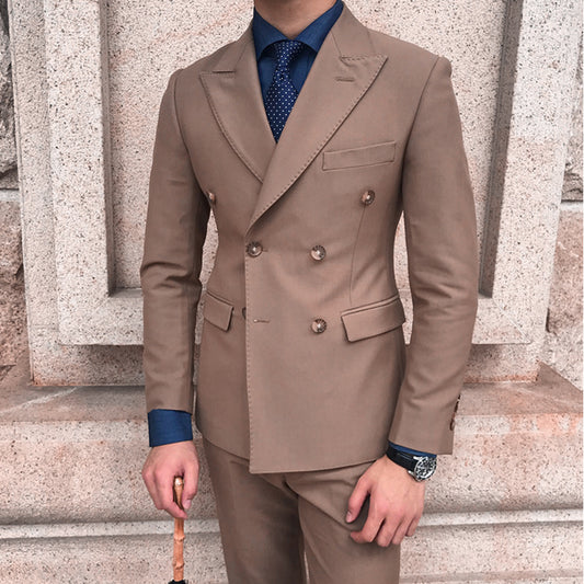 British Double Breasted Formal Dress  Men Suit