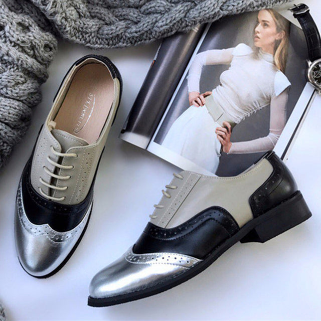 Genuine Leather Oxford Shoes Loafers For Women