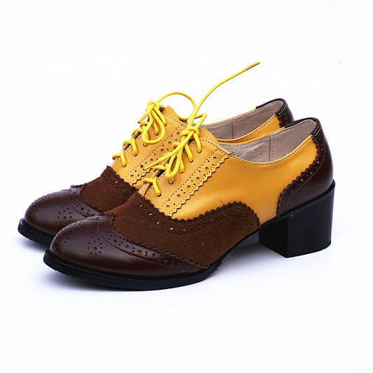 Women Vintage Thick Heels Retro Vintage Oxford