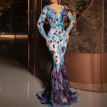 Load image into Gallery viewer, Mermaid Prom Dresses Long Sleeves Feathers Sequins Women Gowns

